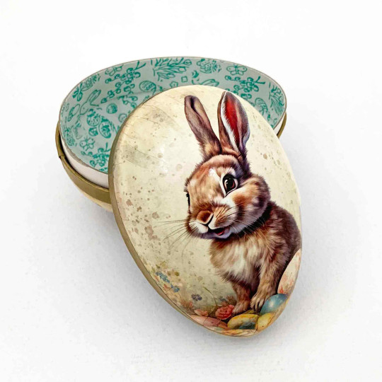 3-1/2" Smiling Bunny Papier Mache Easter Egg Container ~ Germany